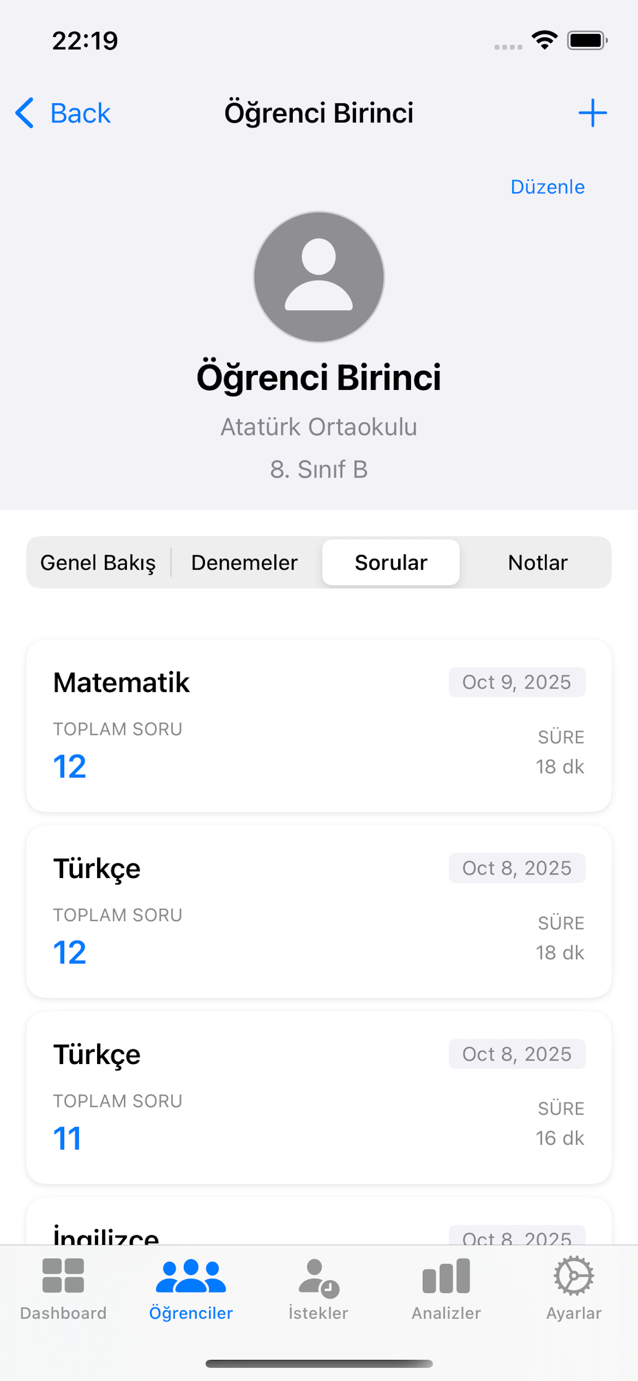 Öğrenci Profili